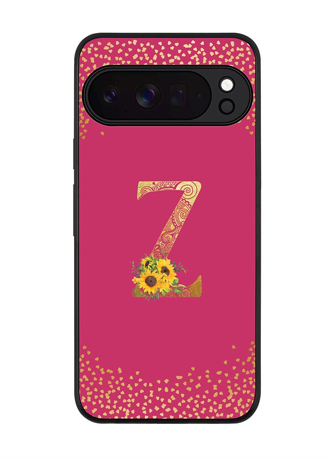 For Google Pixel 10 Pro Case,Slim fit Camera Protection, Shockproof Thin Phone cover  - Custom Floral Monogram - Z ( Deep Pink )